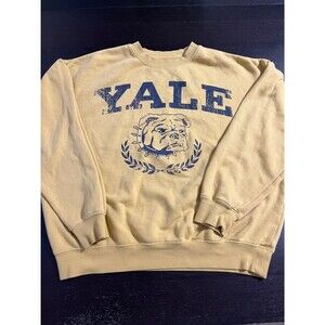 Yale Yellow Crewneck Sweatshirt with Bulldog Graphic